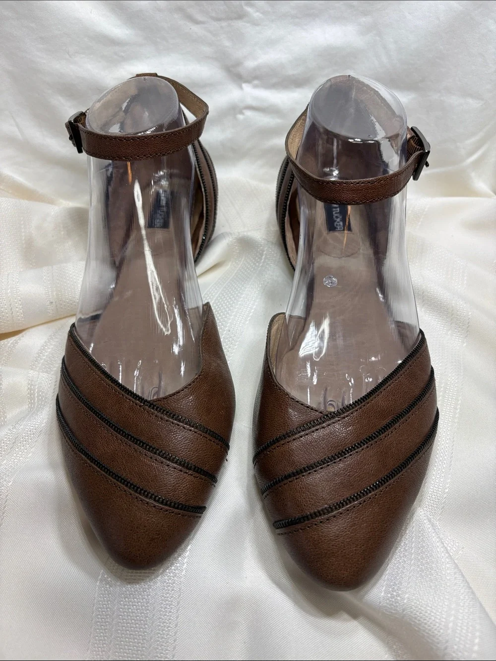 Adam Tucker -Becca Brown Pointed Ankle-Strap Flats - Picture 2 of 11